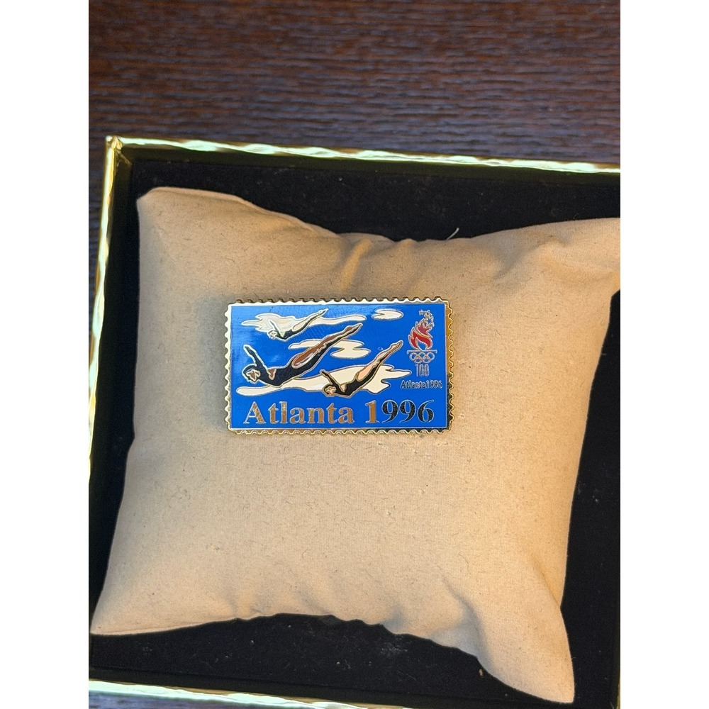 Vintage Atlanta 1996 Olympic Games Synchronized Swimming Stamp Enamel Pin